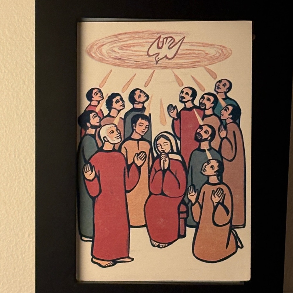 Spiritual Gathering Art Print in Black Frame. Mary & the disciples @ Pentecost